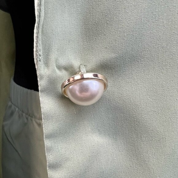 Shein Womens 3 Piece Outfit Set Green 3/4 Sleeve Open Front Smocked Satin XS - Picture 4 of 10